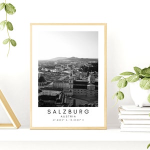 Salzburg Prints - Salzburg Printable Wall Art - Framed Austria Art Print – Austria Digital Wall Art – Wall Art Prints - Black and White