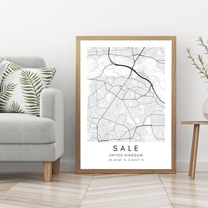 Vente Impression de carte, Manchester Sale Coordonne l’impression de carte pour les voyages ou les souvenirs de la maison, Carte du Royaume-Uni Wallart Home Decor