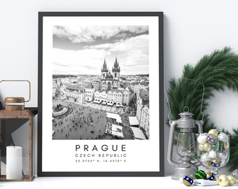 Prague Czech Poster - Prague Art Print - Prague Artwork - Prague Printable Art - Prague City Art - Czech Print - Minimalist Black and White