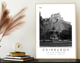 Edinburgh Castle Druck: Schottland Schwarz-Weiße Wandkunst