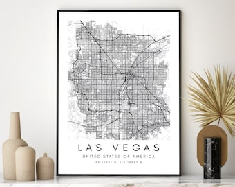 Las Vegas Map Poster Print - Las Vegas Map Art Print - Las Vegas Map Decor – Las Vegas Wall Art Print - Minimalist Map Wall art