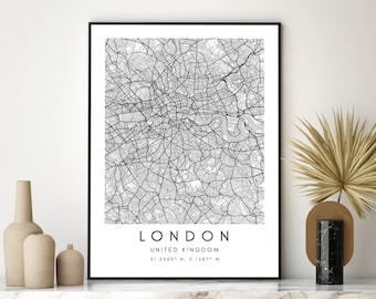 London City Map Poster Print - London Wall Map Poster - Historic London Map Art Print- London England Map Print - United Kingdom Map Print