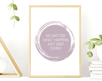 No Matter What Happens Keep Going Print - Women's Resilience Quote Wall Art - Positivity Wall Art in a Variety of Sizes