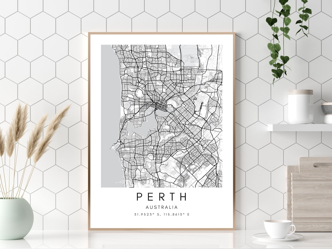 Perth Minimalist City Map Art Australia Framed Art Gift Perth