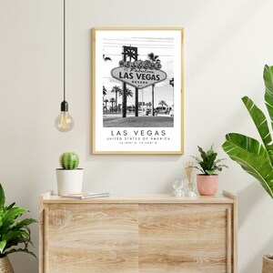 Las Vegas Travel Print, Vegas Poster, Unique Wallart Decor, Las Vegas Skyline, Nevada Black and White Coordinates, United States Travel Art image 10