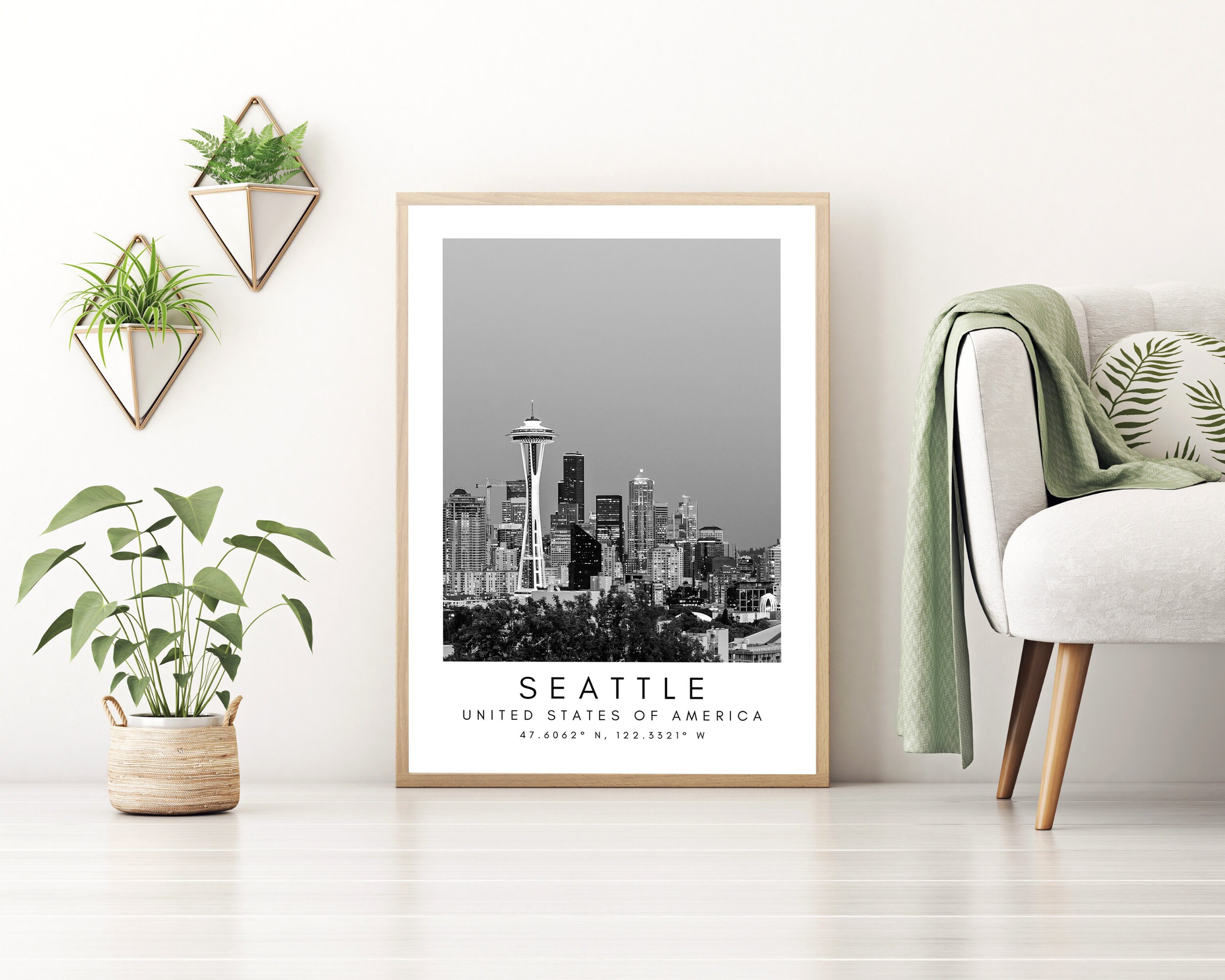 Seattle Washington Skyline Art USA Printable Wall Art Etsy UK