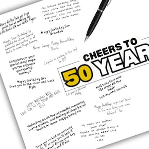 50. Geburtstag Signature Poster A3 Größe - Unvergessliche Gästebuch Alternative - 50 Jahr Meilenstein Feiern - Besonderes Geburtstags Andenken