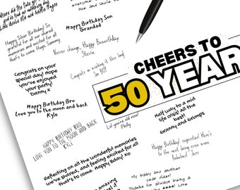 50th Birthday Signature Poster: Guest Book Keepsake (A3 Size)