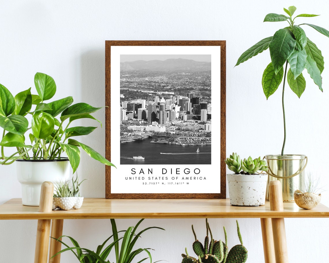 San Diego Wall Art San Diego City Skyline Art America Etsy