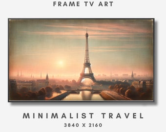 Colorful Eiffel Tower Dawn - Parisian Elegance in Vibrant Hues, Minimalist Cityscape Canvas Art, Frame TV Art, Samsung TV Art