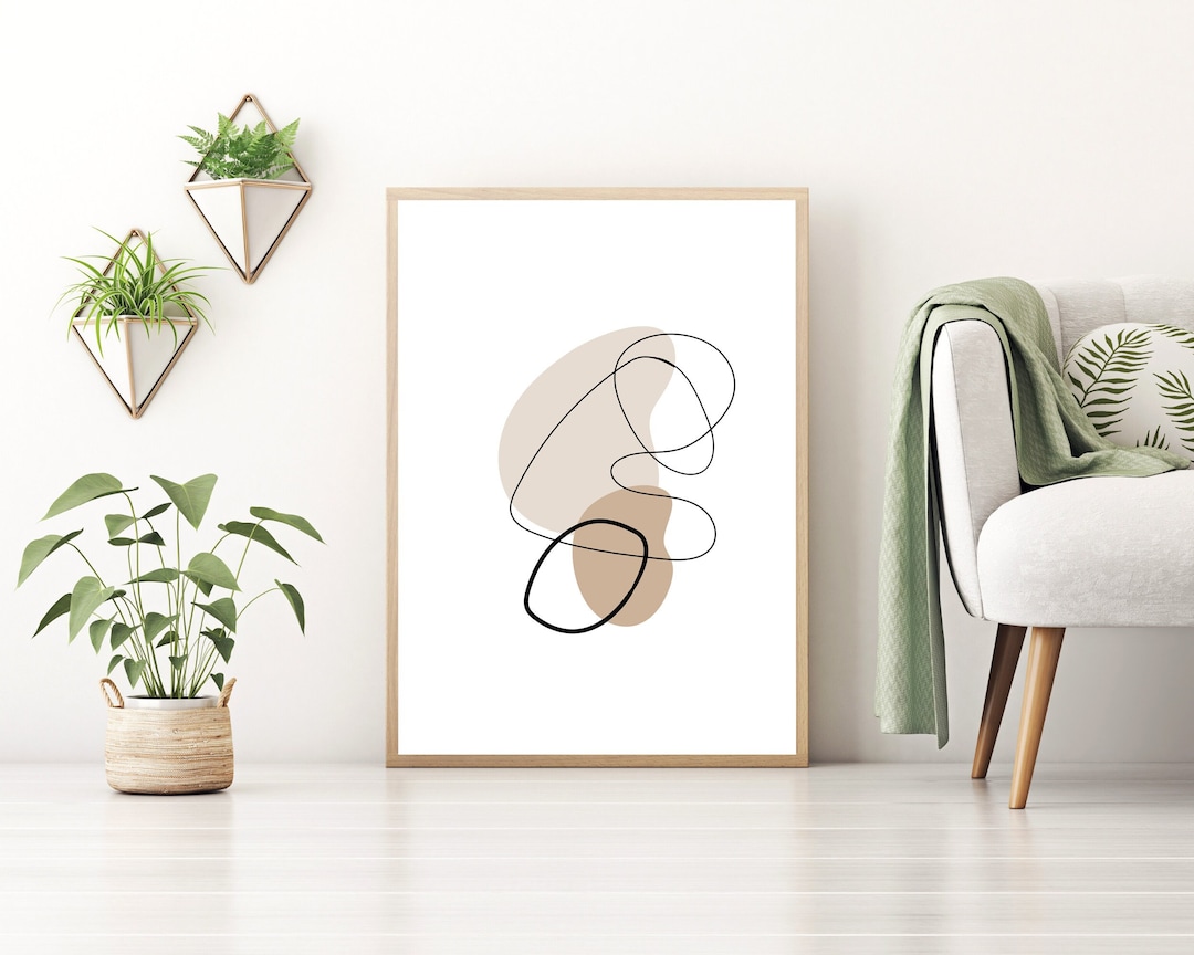 Ensemble De 3 Toiles Encadrées - Art Mural Minimaliste Lignes Neutres - Beige - 16x24 Pouces