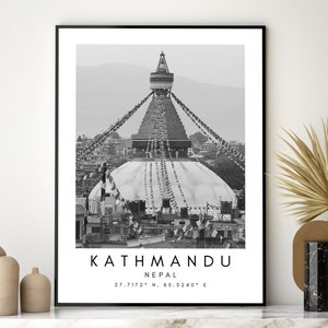 Kathmandu Wall Art Print - Kathmandu Nepal Art - Kathmandu Travel Art - Kathmandu Wall Decor - Minimalist Travel Print Art - Nepal Print