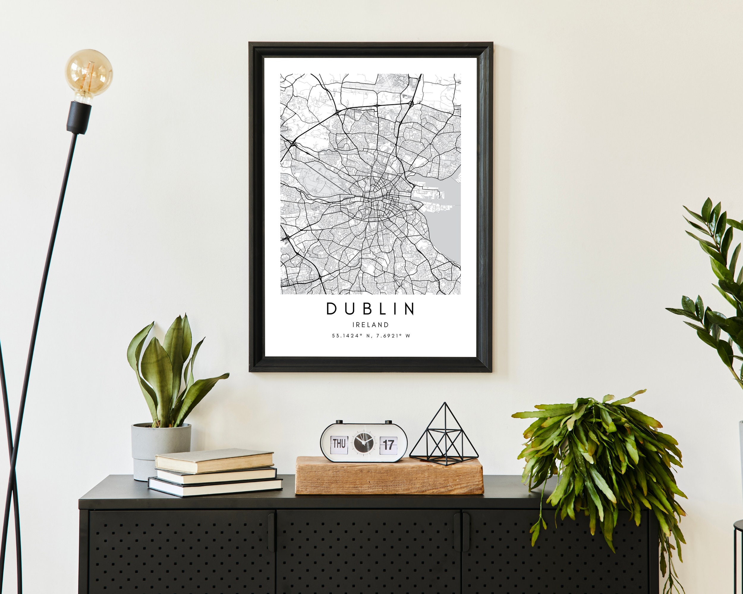 Dublin Ireland Map Wall Art Prints Dublin City Map Poster Etsy Ireland