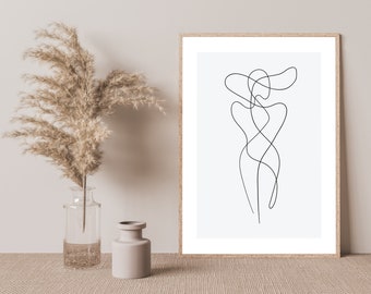 Woman Line Art Print: Minimalist Body Positive Home Decor