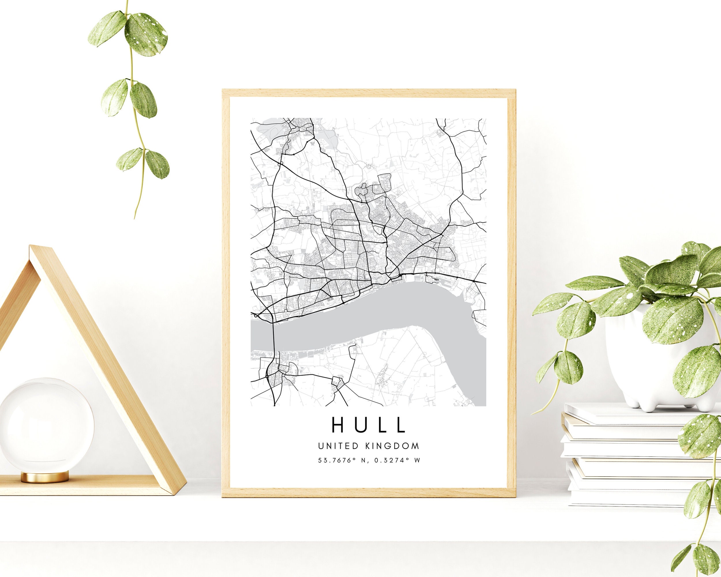 Hull City Minimalist Map Art England Framed Wall Art Etsy
