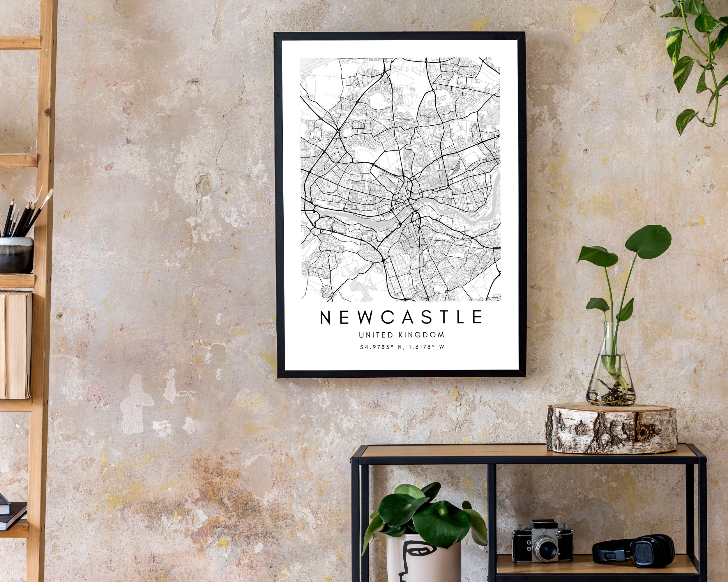 Newcastle Map Print Newcastle Wall Art Print Newcastle Etsy