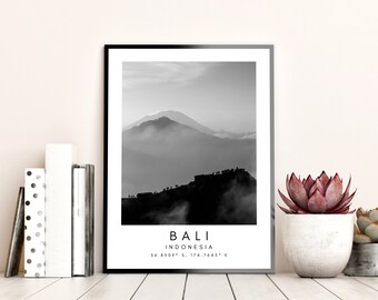 Bali Mount Batur Print: Minimalist Indonesia Travel Art