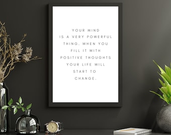 Your Mind is a Powerful Thing Print - Transformative Poster for Women - Modern Positive Mindset Wall Art in a Variety of Sizes