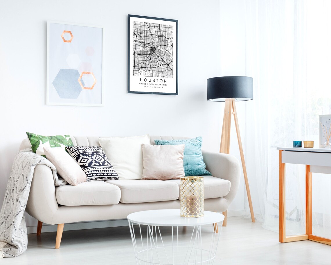 Houston Map Wall Art Print Home Wall Decor Gift Houston | Etsy