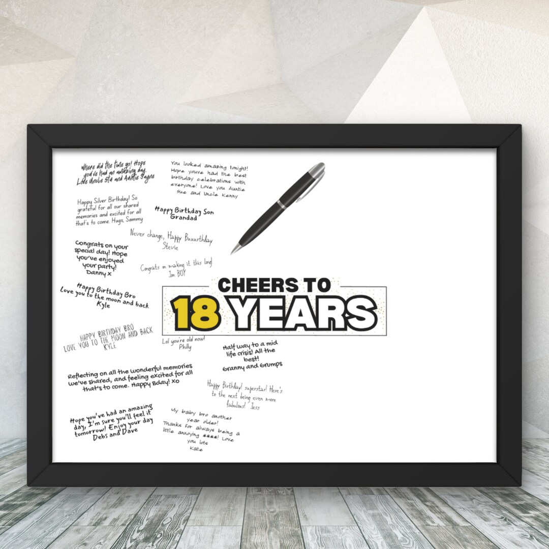 18th Birthday Signature Poster A3 Size Memorable Guest Book Alternative ...