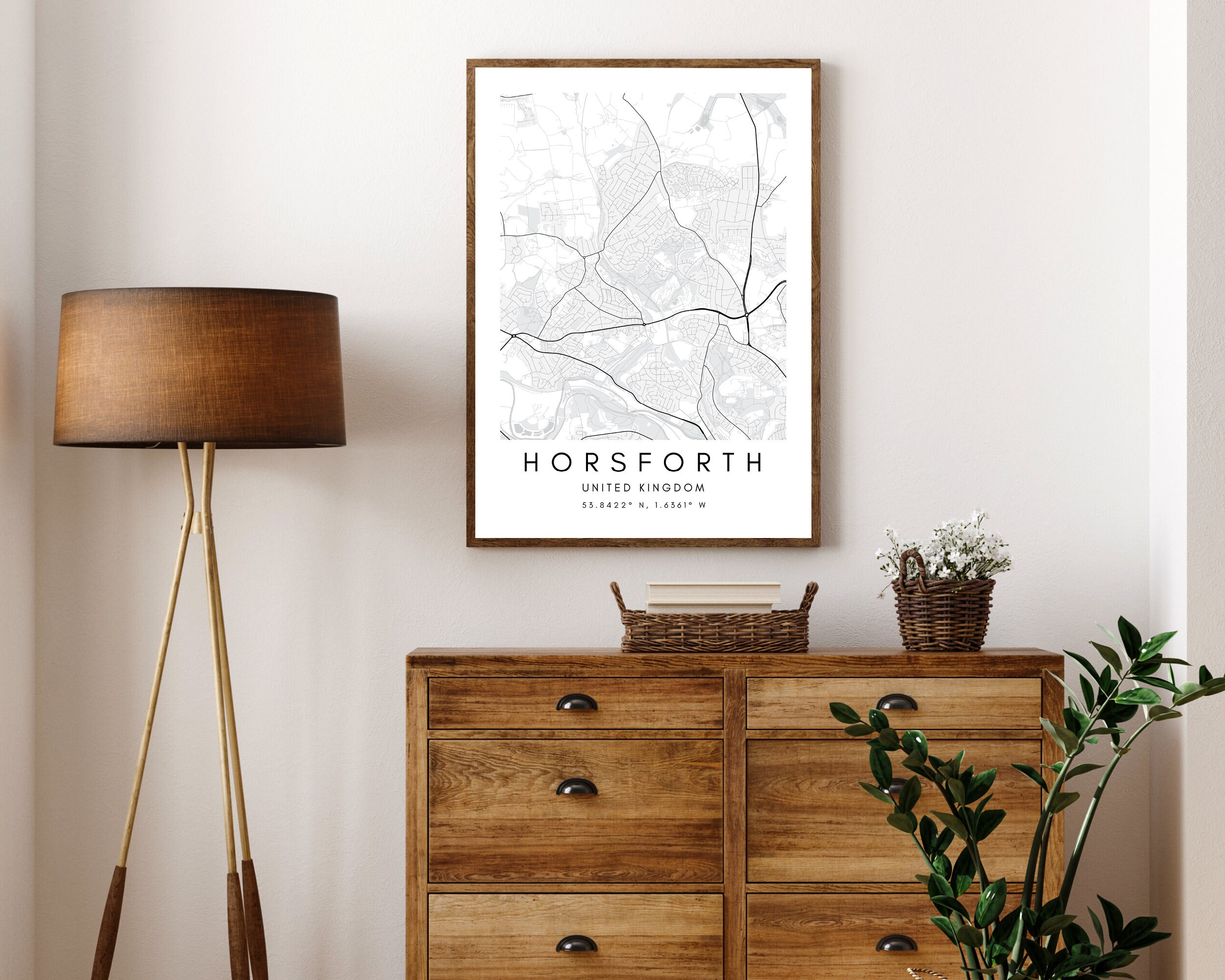 Horsforth Map Art Print: Minimalist West Yorkshire Wall Decor - Etsy