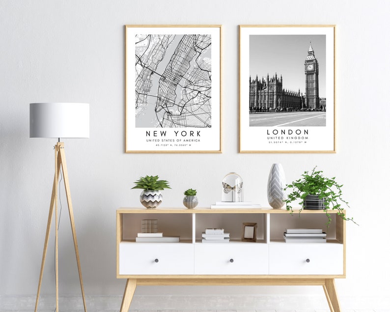 London City Print, London Poster, Unique Wallart Decor, London Big Ben, London Black and White Coordinates, United Kingdom Travel Art image 9