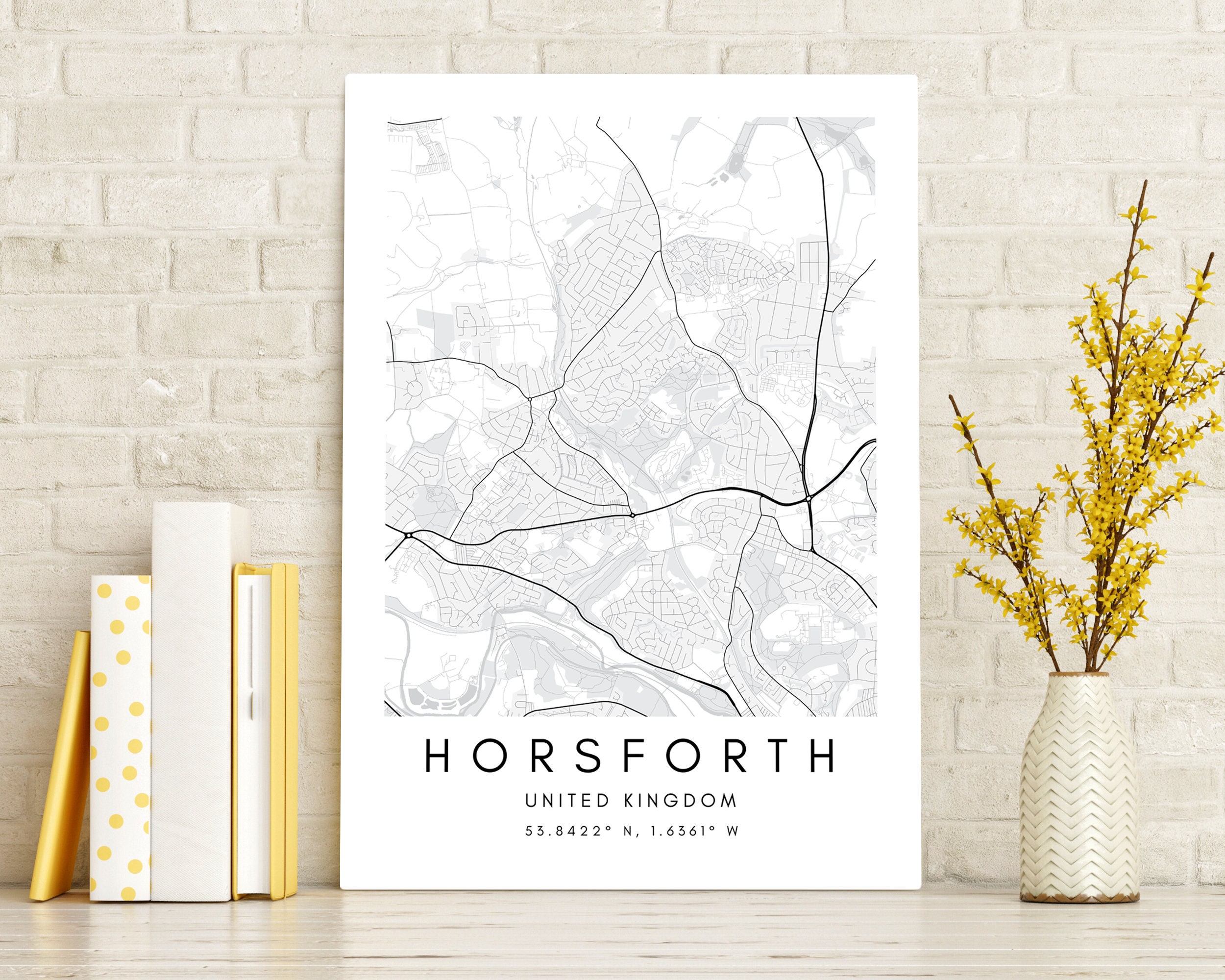 Horsforth Map Art Print: Minimalist West Yorkshire Wall Decor - Etsy