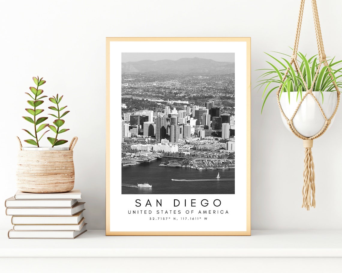 San Diego Wall Art San Diego City Skyline Art America Etsy