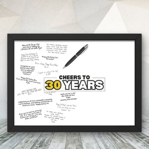 Poster con firma per il 30° compleanno, formato A3, alternativa memorabile al libro degli ospiti, celebrazioni del traguardo dei 30 anni, regalo speciale ricordo per il compleanno