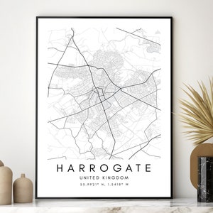 Harrogate gedruckte Karte Poster - Harrogate individuelle Wand Kunst Dekor - moderne Kunstdruck Download - Harrogate Karte druckbare Kunstwerk