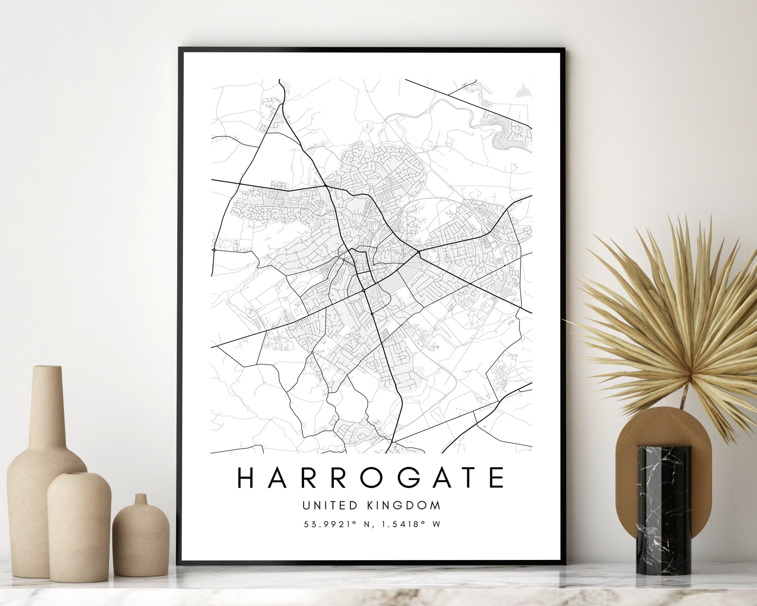 Harrogate Printed Map Poster Harrogate Custom Wall Art Decor Etsy