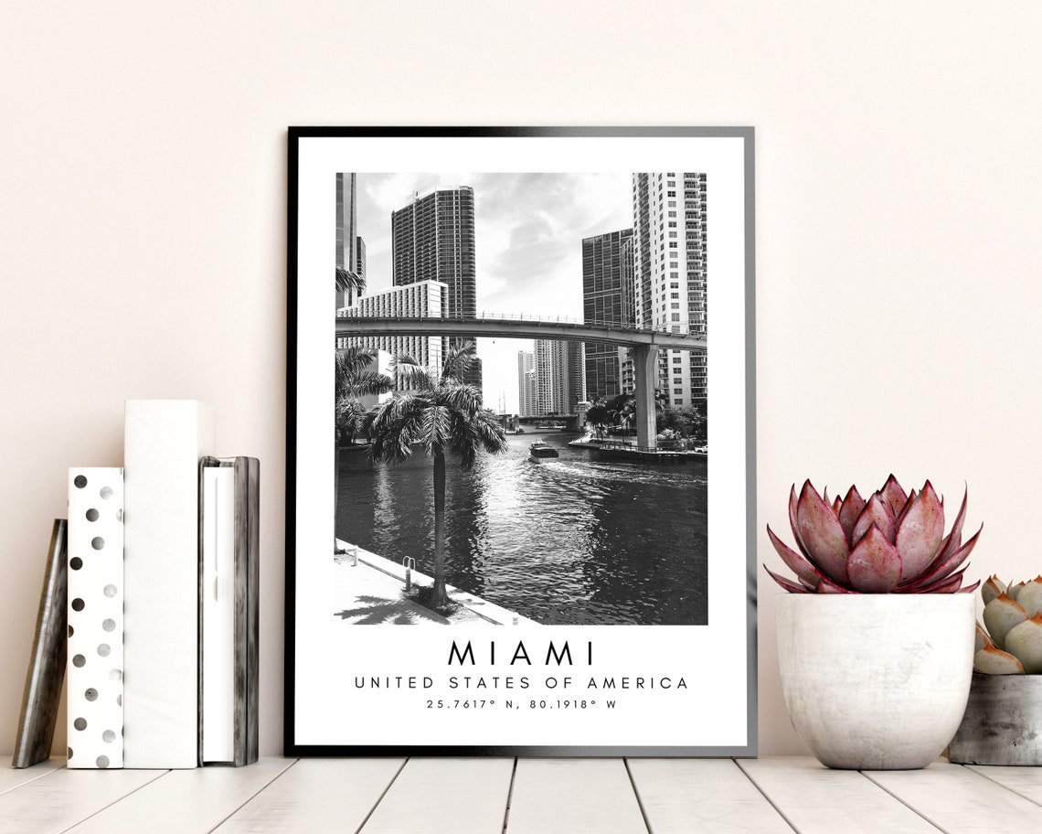Miami Poster Miami Wall Art United States Print USA Wall Etsy