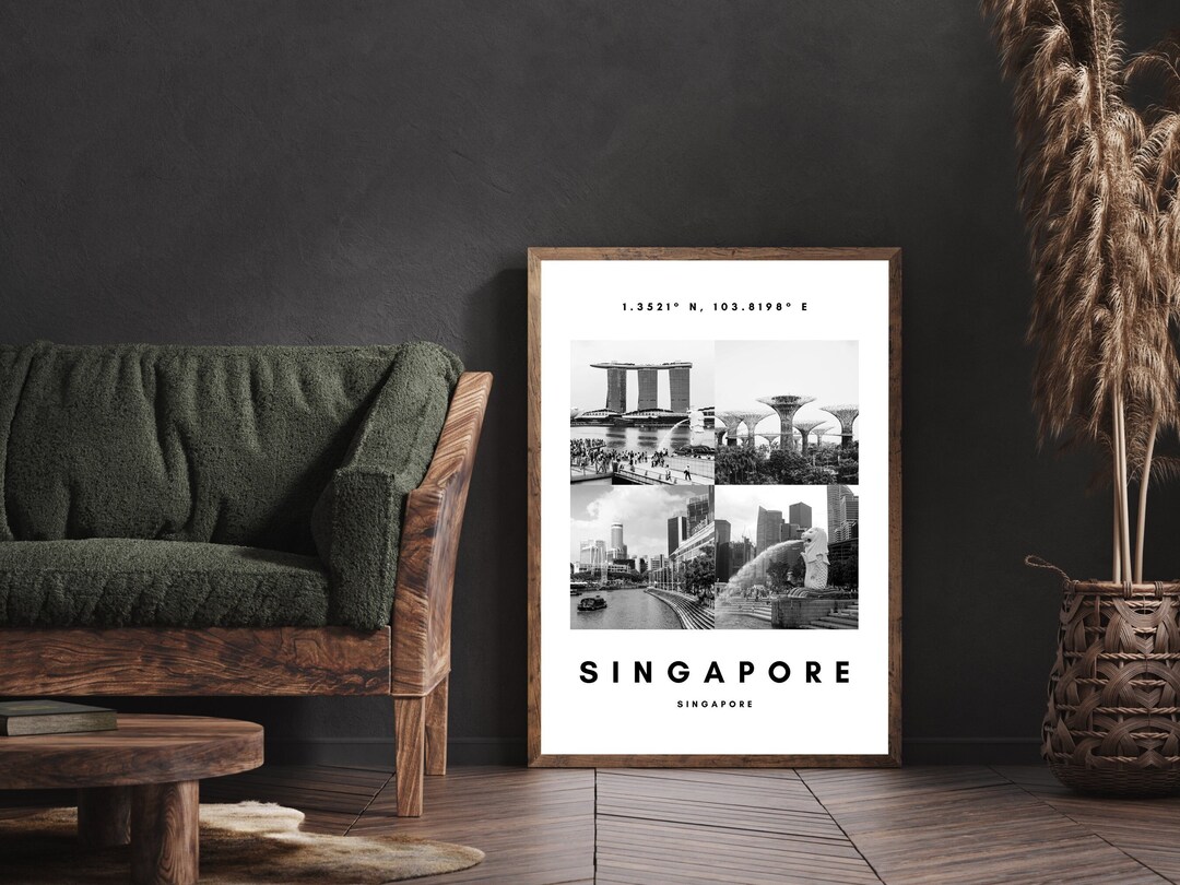 Singapore Wall Art, Four Photo Design, Aesthetic Landmark Home Decor