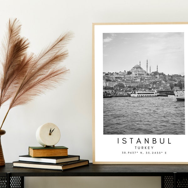 Istanbul Art Work Print - Turkey Poster Art Print - Turkey Istanbul Artwork Poster- Turkey Artwork Print - Black And White Coordinates Art