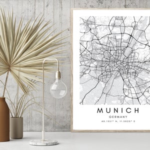 Munich Map Print, Germany Munich Coordinates Map Print For Travels or Home Memories, Home Décor, Framed Map In Various Sizes