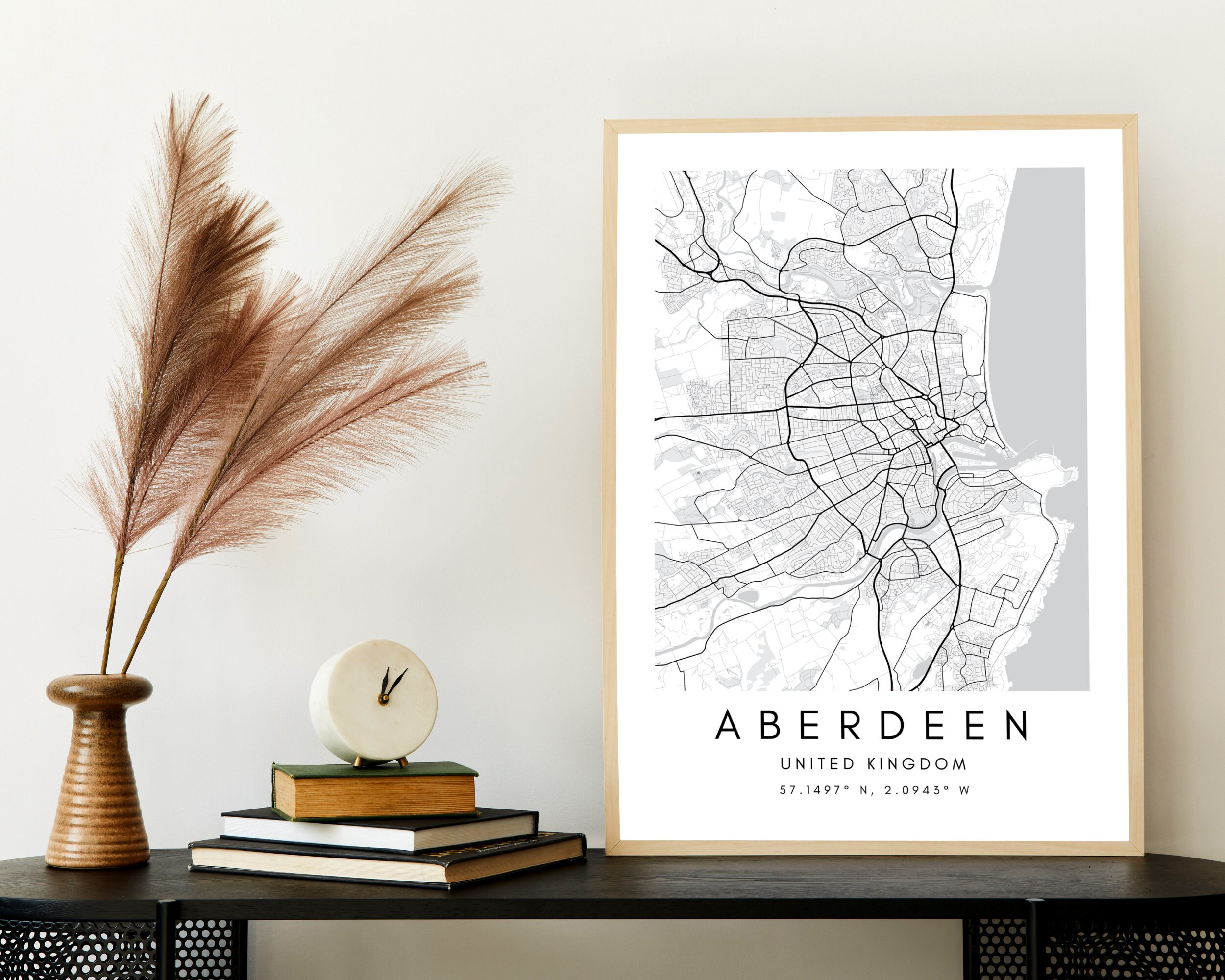 Aberdeen Minimalist Map Art Aberdeen Framed Wall Art Uk Etsy UK