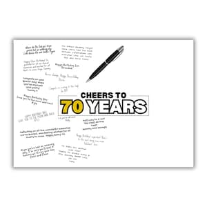 70e verjaardag handtekening poster A3-formaat - gedenkwaardig gastenboek alternatief - 70 jaar mijlpaal vieringen - speciaal verjaardagscadeau