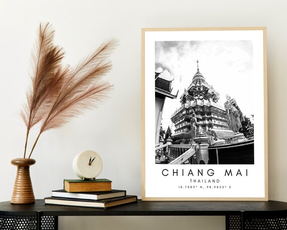 Chiang Mai Temple Print: Minimalist Thailand Travel Art