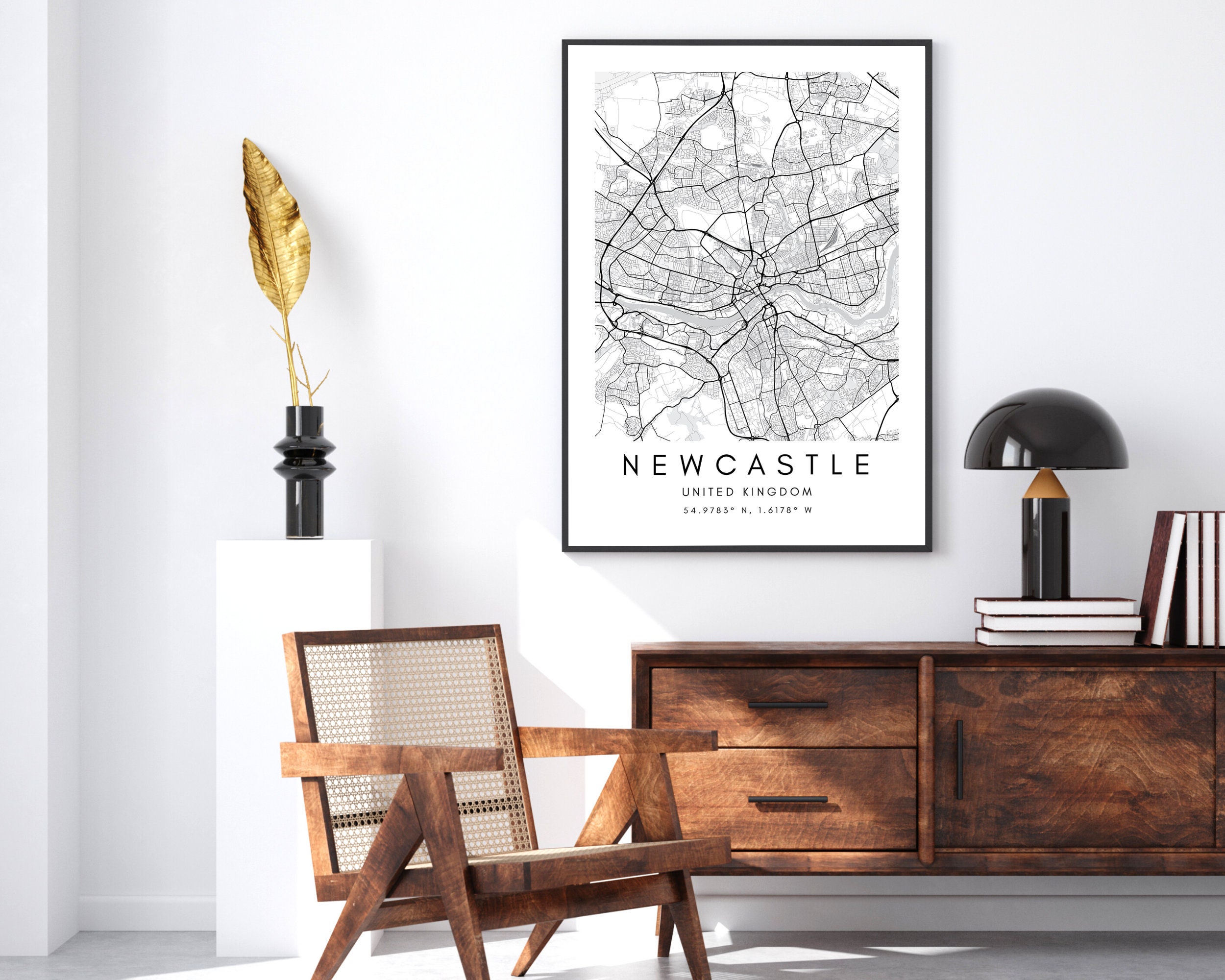 Newcastle Map Print Newcastle Wall Art Print Newcastle Etsy UK