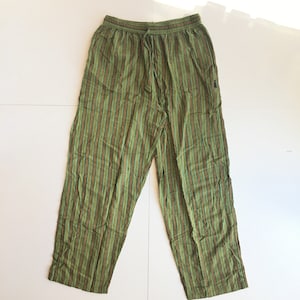 PANTALON cargo HIPPIE UNISEXE rayé Boho hippie Népal pantalon ample yoga adulte adolescent Funky Festival plage Green - Light