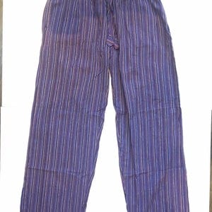 PANTALON cargo HIPPIE UNISEXE rayé Boho hippie Népal pantalon ample yoga adulte adolescent Funky Festival plage Purple