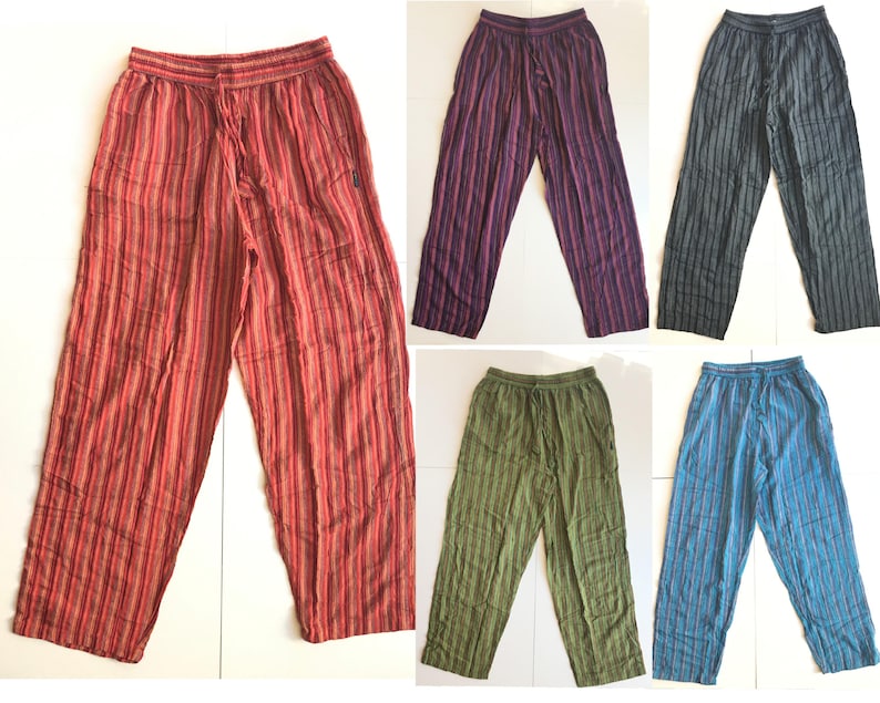 Randiga UNISEX HIPPIE Cargobyxor Boho Hippy Nepal Byxor Lösa Yogabyxor Vuxen Tonåring Funky Festival Strand bild 1