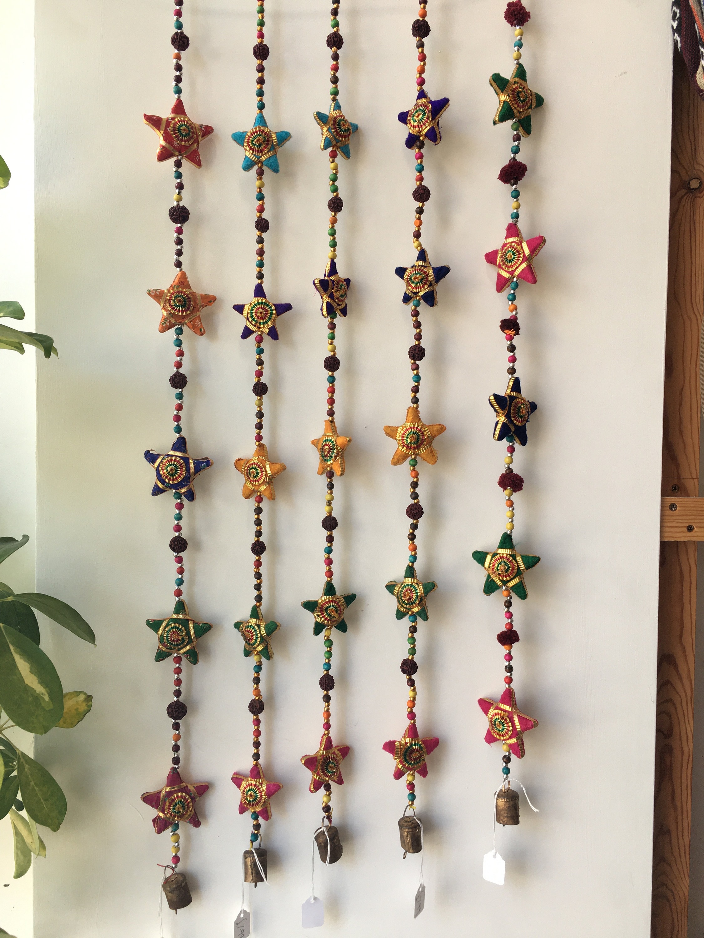 INDIAN HANGING STARS Decoration Wall Door Window Hanging Tota Bells Chimes Mobiles Wind Chimes String Decorations Boho