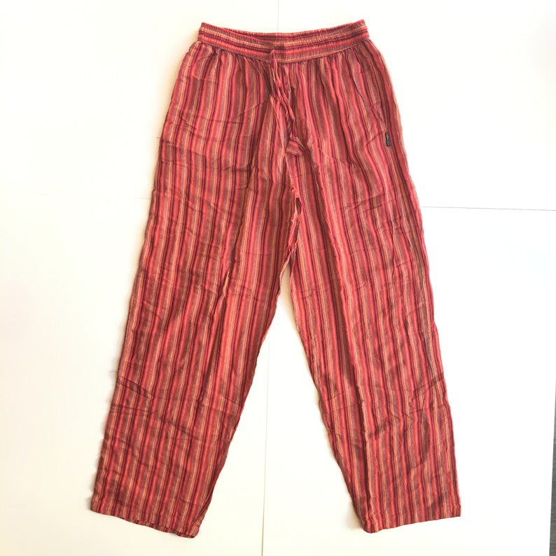 Randiga UNISEX HIPPIE Cargobyxor Boho Hippy Nepal Byxor Lösa Yogabyxor Vuxen Tonåring Funky Festival Strand Red