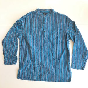 HIPPIE GRANDAD SHIRT Collarless Striped Kurta Hippy Unisex - Etsy UK