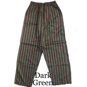 PANTALON cargo HIPPIE UNISEXE rayé Boho hippie Népal pantalon ample yoga adulte adolescent Funky Festival plage Green - Dark