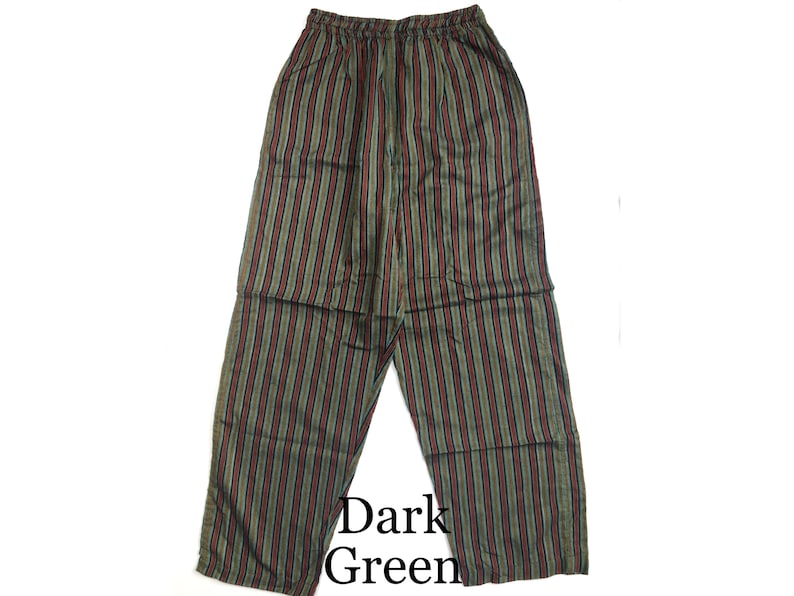 Randiga UNISEX HIPPIE Cargobyxor Boho Hippy Nepal Byxor Lösa Yogabyxor Vuxen Tonåring Funky Festival Strand Green - Dark