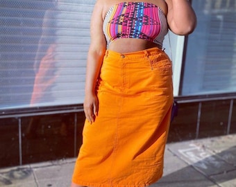 Orange Midi Skirt