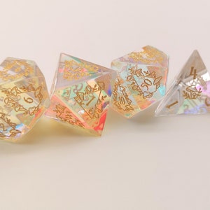 Full Set Colorful Glass Dice for Mushroom | Dice Set | Dungeons & Dragons | DND Dice | Stone Dice | Rainbow Glass Dice