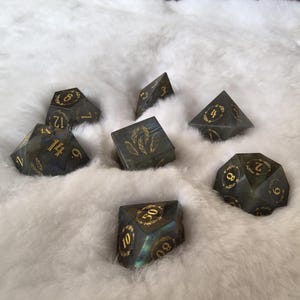 Feather Dice | Plumage Dice | Father Gift | Dungeons & Dragons | DND Dice | Best Man Dice | Labradorite | DND Dice Set | DND Gift | D20 Dice